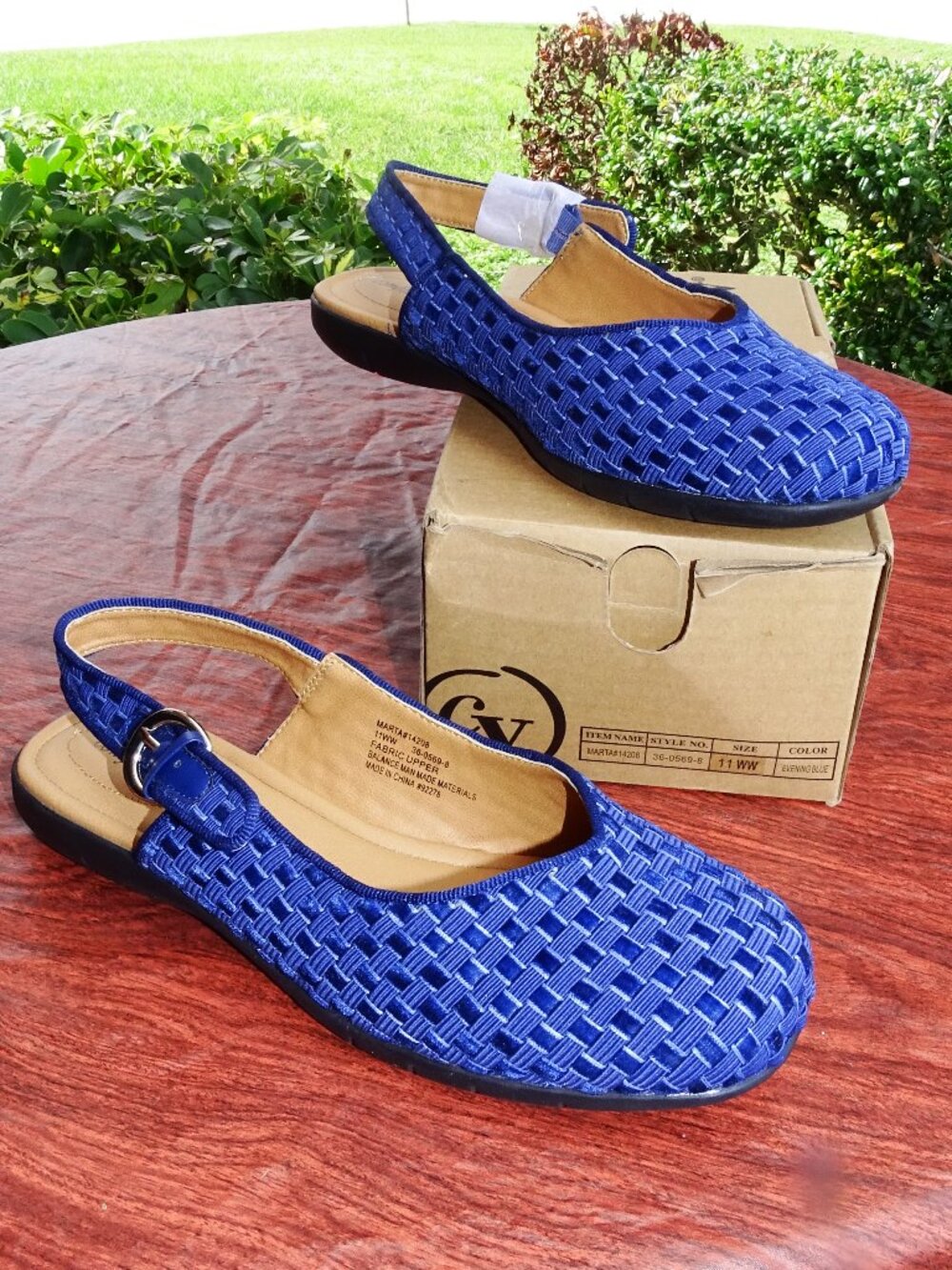 Comfort View Blue Woven Marta Sling Back Flats 11 WW